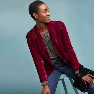 Anthropologie Ett Twa Velvet Gallery Blazer Jacket